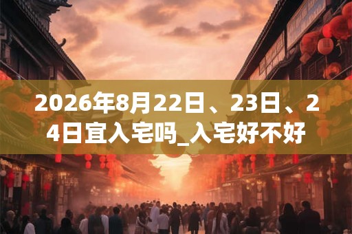 2026年8月22日、23日、24日宜入宅吗_入宅好不好