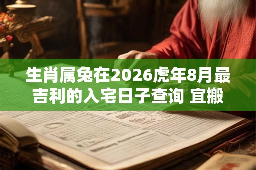 生肖属兔在2026虎年8月最吉利的入宅日子查询 宜搬迁良辰吉日 生肖属兔在2026虎年8月最吉利的入宅日子查询 宜搬迁良辰吉日