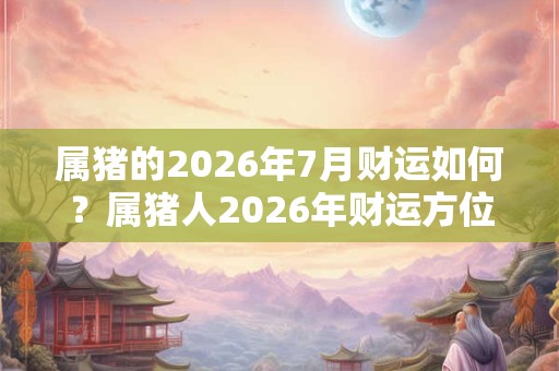 属猪的2026年7月财运如何？属猪人2026年财运方位