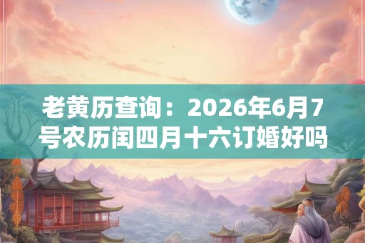 老黄历查询：2026年6月7号农历闰四月十六订婚好吗