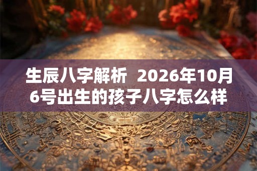 生辰八字解析  2026年10月6号出生的孩子八字怎么样