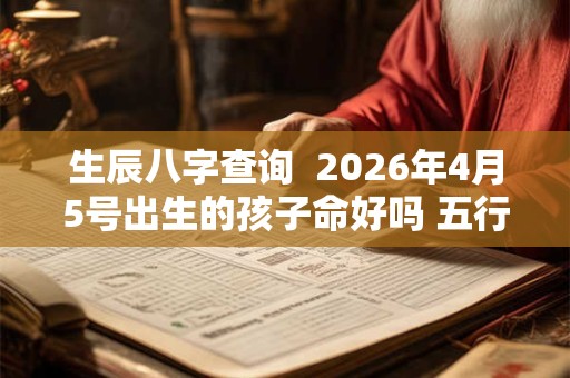 生辰八字查询  2026年4月5号出生的孩子命好吗 五行缺什么