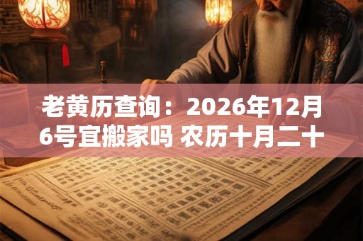 老黄历查询：2026年12月6号宜搬家吗 农历十月二十二日子好吗