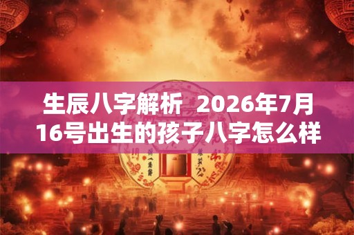 生辰八字解析  2026年7月16号出生的孩子八字怎么样