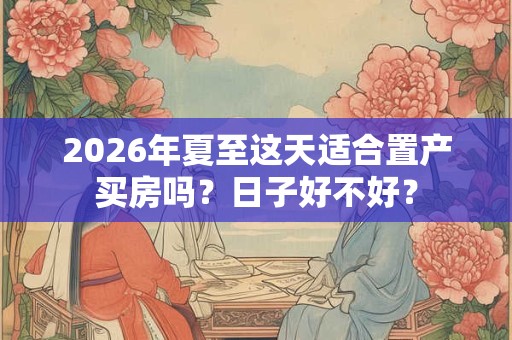 2026年夏至这天适合置产买房吗？日子好不好？