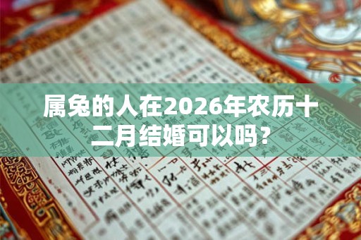 属兔的人在2026年农历十二月结婚可以吗？
