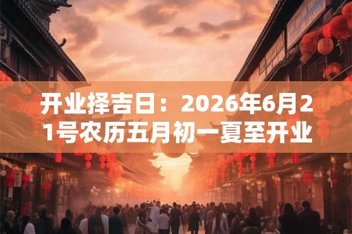 开业择吉日：2026年6月21号农历五月初一夏至开业好吗
