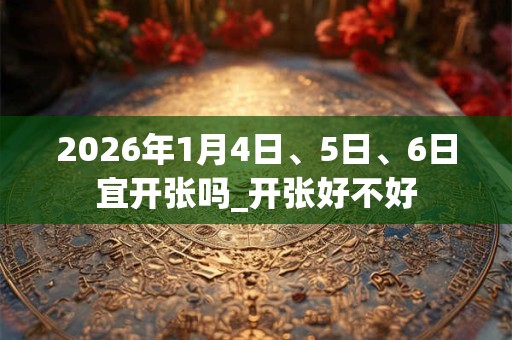 2026年1月4日、5日、6日宜开张吗_开张好不好