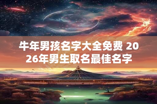 牛年男孩名字大全免费 2026年男生取名最佳名字