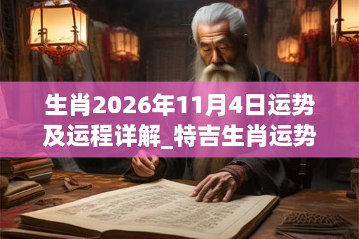 生肖2026年11月4日运势及运程详解_特吉生肖运势吉凶 生肖2026年11月4日运势及运程详解_特吉生肖运势吉凶