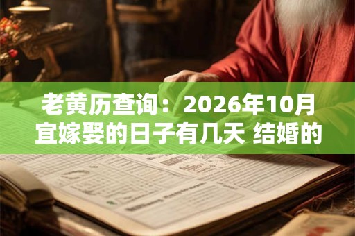 老黄历查询：2026年10月宜嫁娶的日子有几天 结婚的黄道吉日一览表