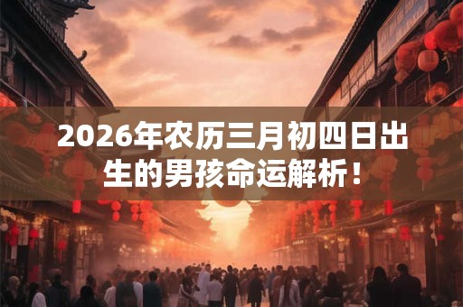 2026年农历三月初四日出生的男孩命运解析！