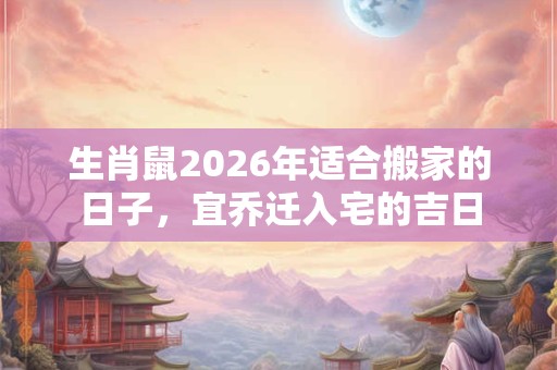 生肖鼠2026年适合搬家的日子，宜乔迁入宅的吉日
