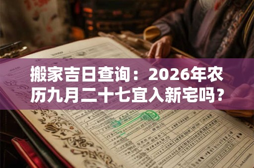 搬家吉日查询：2026年农历九月二十七宜入新宅吗？