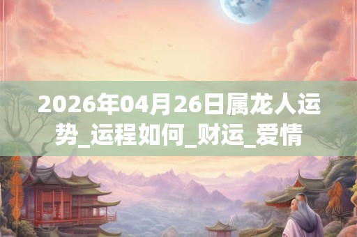2026年04月26日属龙人运势_运程如何_财运_爱情