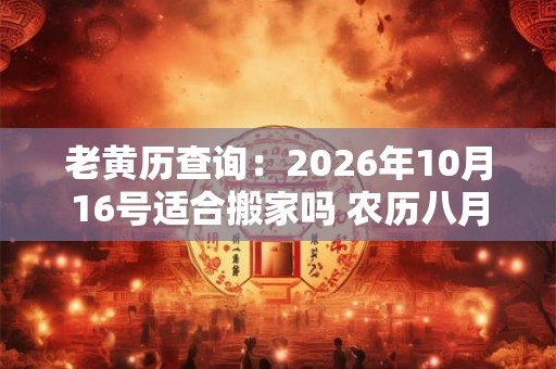老黄历查询：2026年10月16号适合搬家吗 农历八月三十日子好吗