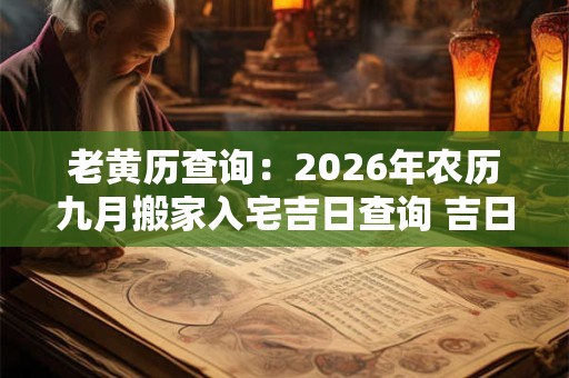 老黄历查询：2026年农历九月搬家入宅吉日查询 吉日宜忌分析