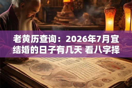 老黄历查询：2026年7月宜结婚的日子有几天 看八字择吉日