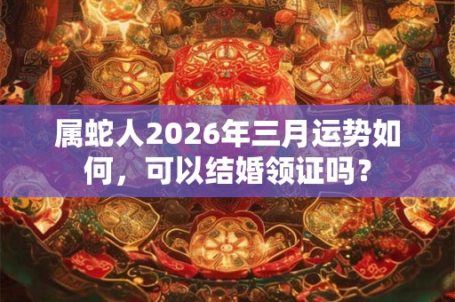 属蛇人2026年三月运势如何，可以结婚领证吗？