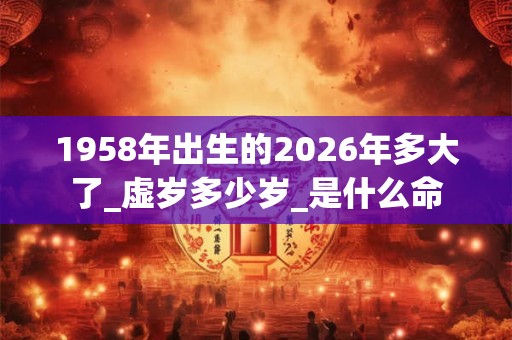 1958年出生的2026年多大了_虚岁多少岁_是什么命