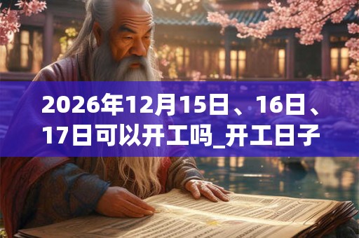 2026年12月15日、16日、17日可以开工吗_开工日子好吗