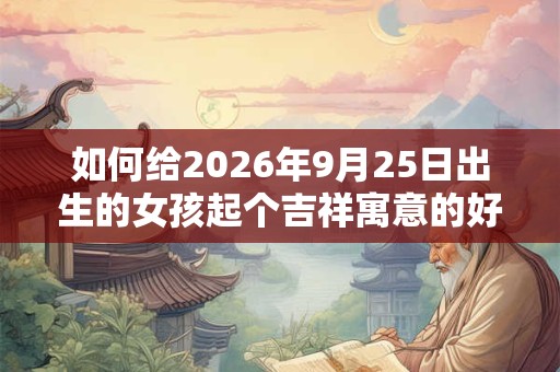 如何给2026年9月25日出生的女孩起个吉祥寓意的好名字? 如何给2026年9月25日出生的女孩起个吉祥寓意的好名字?