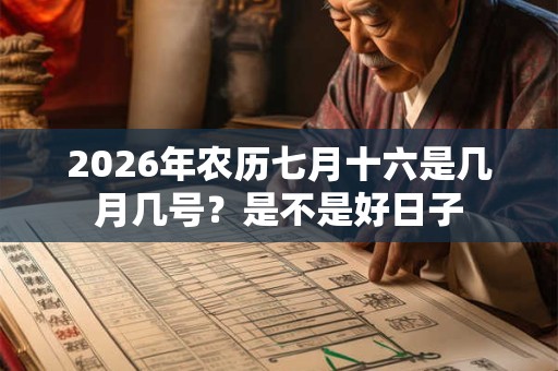 2026年农历七月十六是几月几号？是不是好日子