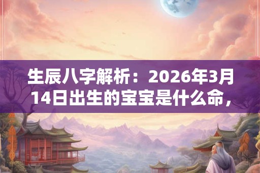 生辰八字解析：2026年3月14日出生的宝宝是什么命，五行缺什么