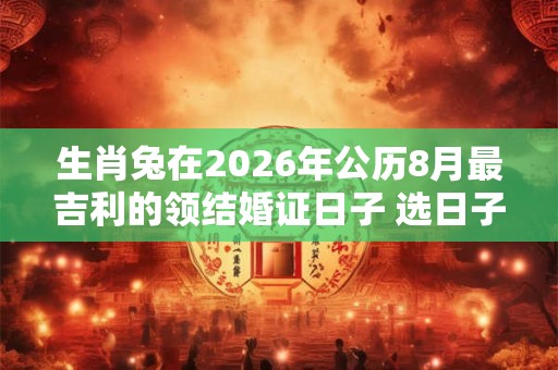 生肖兔在2026年公历8月最吉利的领结婚证日子 选日子看八字
