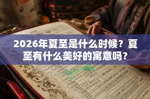 2026年夏至是什么时候？夏至有什么美好的寓意吗？