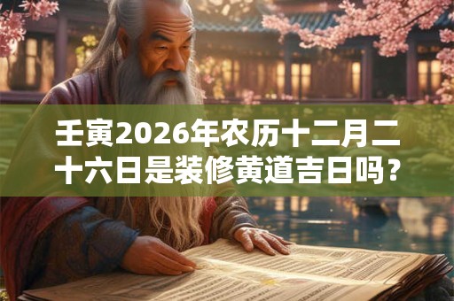 壬寅2026年农历十二月二十六日是装修黄道吉日吗? 壬寅2026年农历十二月二十六日是装修黄道吉日吗?