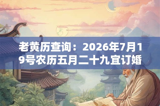 老黄历查询：2026年7月19号农历五月二十九宜订婚吗