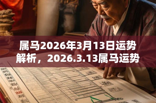 属马2026年3月13日运势解析，2026.3.13属马运势分析