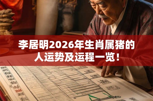 李居明2026年生肖属猪的人运势及运程一览! 李居明2026年生肖属猪的人运势及运程一览!