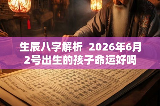 生辰八字解析  2026年6月2号出生的孩子命运好吗