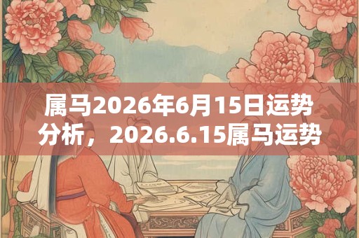 属马2026年6月15日运势分析，2026.6.15属马运势分析