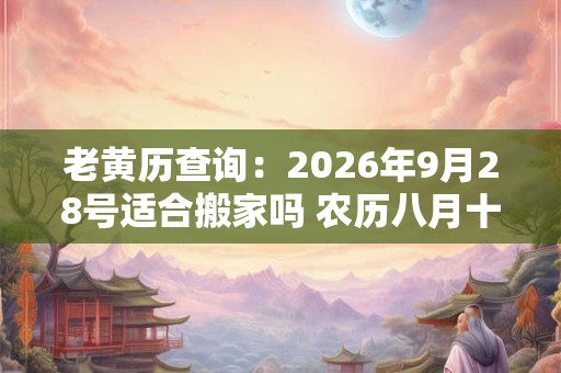 老黄历查询：2026年9月28号适合搬家吗 农历八月十二日子好吗