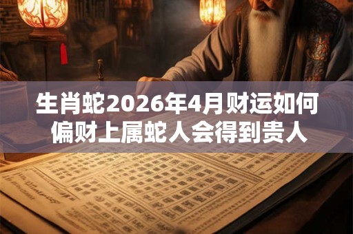 生肖蛇2026年4月财运如何 偏财上属蛇人会得到贵人支持