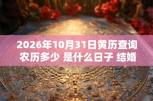 2026年10月31日黄历查询 农历多少 是什么日子 结婚吉时 2026年10月31日黄历查询 农历多少 是什么日子 结婚吉时