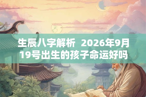 生辰八字解析 2026年9月19号出生的孩子命运好吗 生辰八字解析 2026年9月19号出生的孩子命运好吗