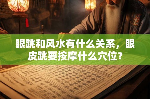 眼跳和风水有什么关系，眼皮跳要按摩什么穴位？