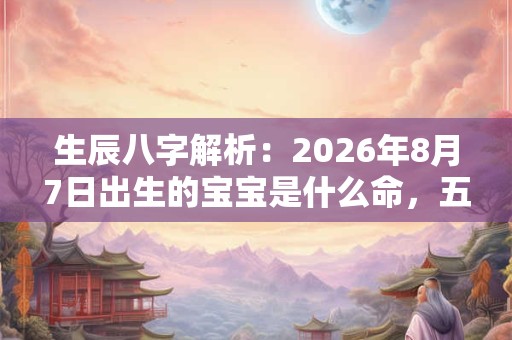 生辰八字解析：2026年8月7日出生的宝宝是什么命，五行缺什么