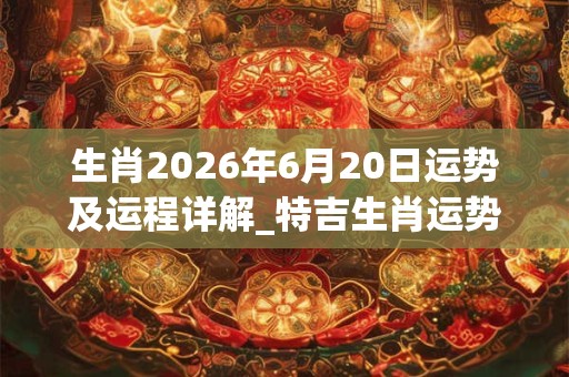 生肖2026年6月20日运势及运程详解_特吉生肖运势吉凶