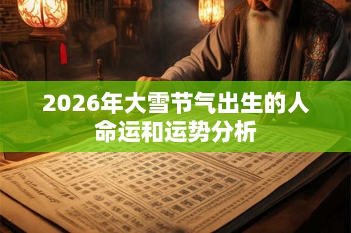 2026年大雪节气出生的人命运和运势分析