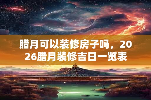 腊月可以装修房子吗，2026腊月装修吉日一览表