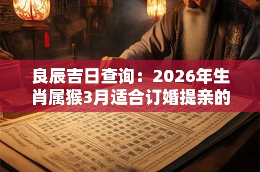 良辰吉日查询：2026年生肖属猴3月适合订婚提亲的好日子