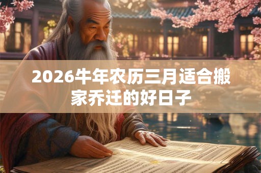 2026牛年农历三月适合搬家乔迁的好日子 2026牛年农历三月适合搬家乔迁的好日子