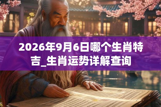 2026年9月6日哪个生肖特吉_生肖运势详解查询