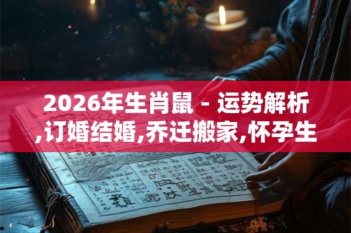 2026年生肖鼠 - 运势解析,订婚结婚,乔迁搬家,怀孕生子