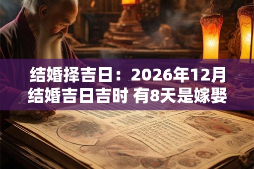 结婚择吉日：2026年12月结婚吉日吉时 有8天是嫁娶好日子